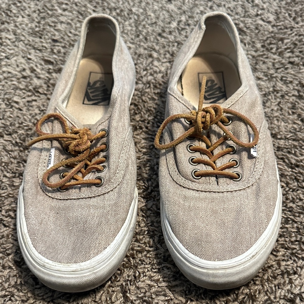 Vans Light Brown Canvas Sneakers size men 7.5 women 9